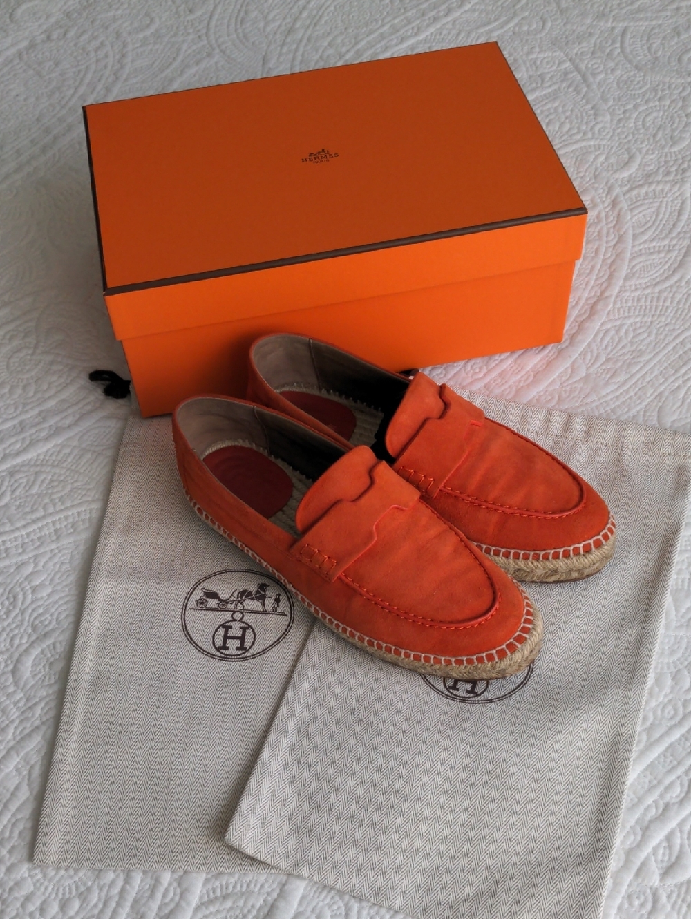 Hermes Trip Espadrilles Women Orange Suede